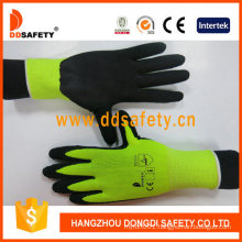 13 Gauge Fluorescent Nylon Liner Black Latex Coating Glove Ce 2121
